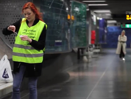 Scientist Collecting Samples in Subway