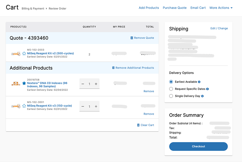 quote additional illumina products