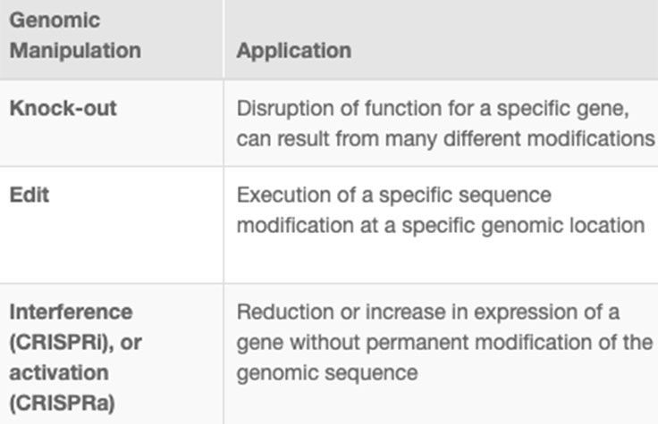 Types of CRISPR-Enabled Genome Edits